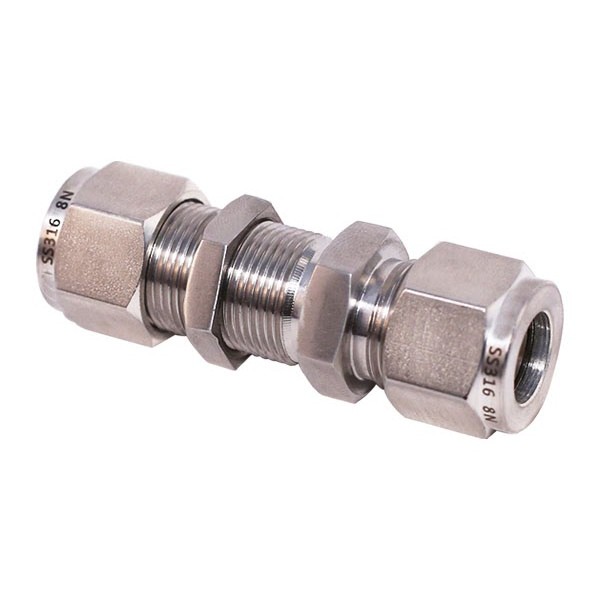 Bulkhead union inch OD tube metric OD tube